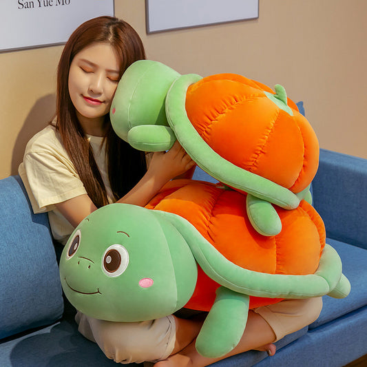 100CM Cartoon Plush Pumpkin Tortoise Big Eyes Turtle Pillow Soft Stuffed Animal Dolls Toy For Kids Baby Xmas Gifts