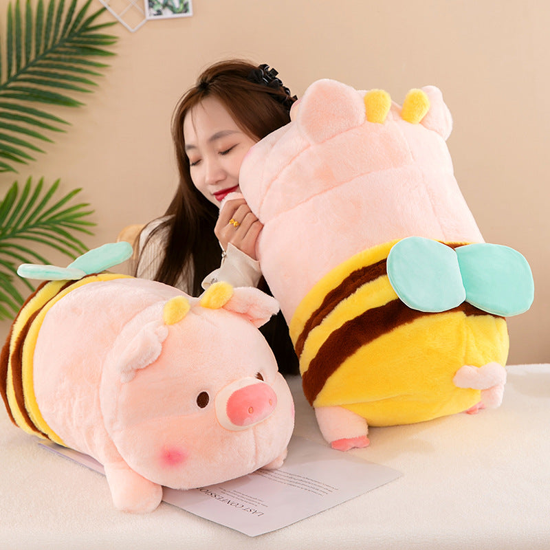 70CM Pink Pat Bee Pig Plush Toys Soft Stuffed Farm Animals Dolls For Kids Xmas Gift Home Decor