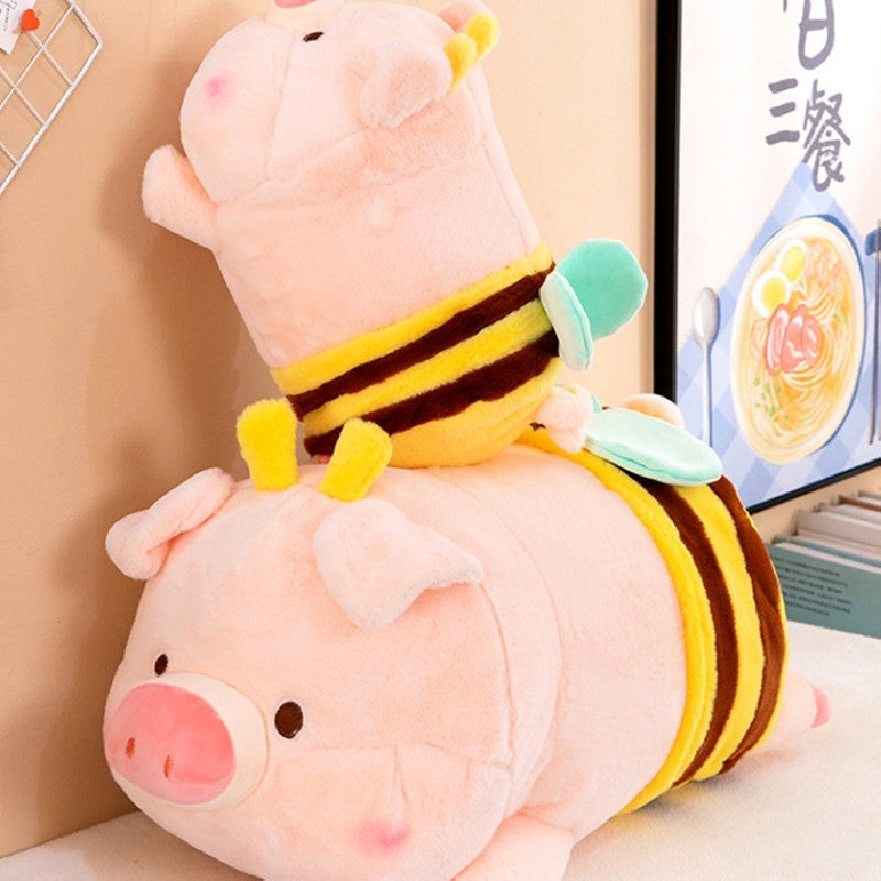 70CM Pink Pat Bee Pig Plush Toys Soft Stuffed Farm Animals Dolls For Kids Xmas Gift Home Decor