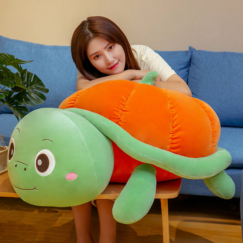 100CM Cartoon Plush Pumpkin Tortoise Big Eyes Turtle Pillow Soft Stuffed Animal Dolls Toy For Kids Baby Xmas Gifts
