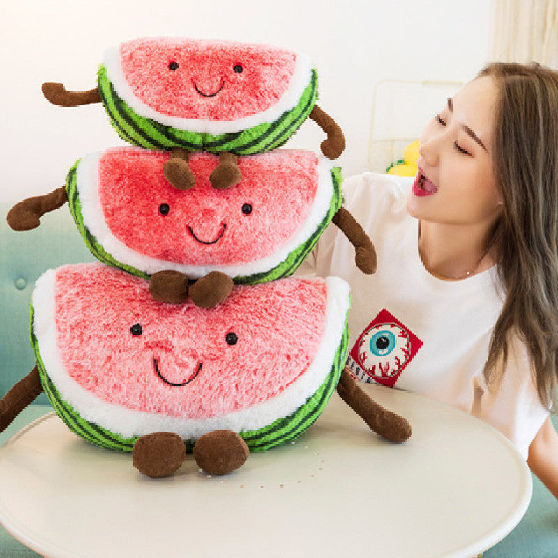 60CM Kawaii Watermelon Cherry Fruit Pillow Stuffed Doll Plush Toy Soft Birthday Gift For Kids Mascot Home Decor