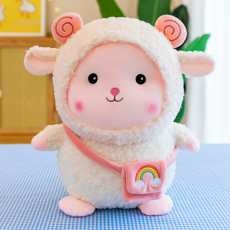 80CM Rainbow Sheep Plush Toy Pillow Soft Stuffed Animal Doll Birthday Gift For Kids Baby Mascot Halloween Xmas Gifts