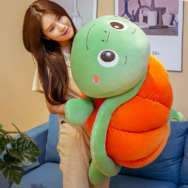 100CM Cartoon Plush Pumpkin Tortoise Big Eyes Turtle Pillow Soft Stuffed Animal Dolls Toy For Kids Baby Xmas Gifts