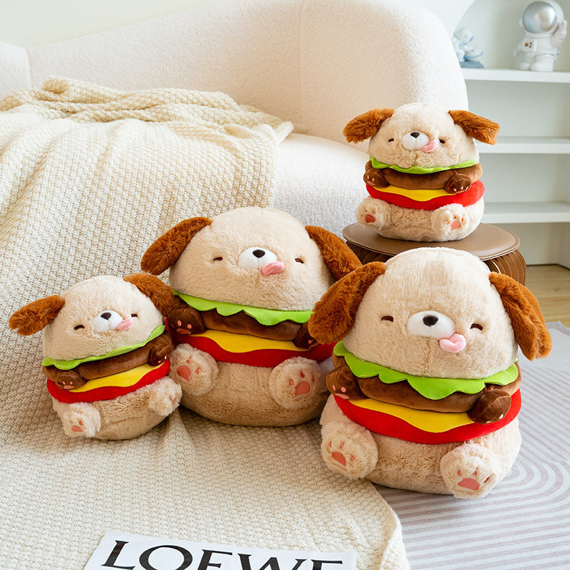 35CM Hamburger Dog Pet Food Soft Stuffed Animal Dolls For Kids Baby Mascot Birthday Xmas Gifts Home Decor