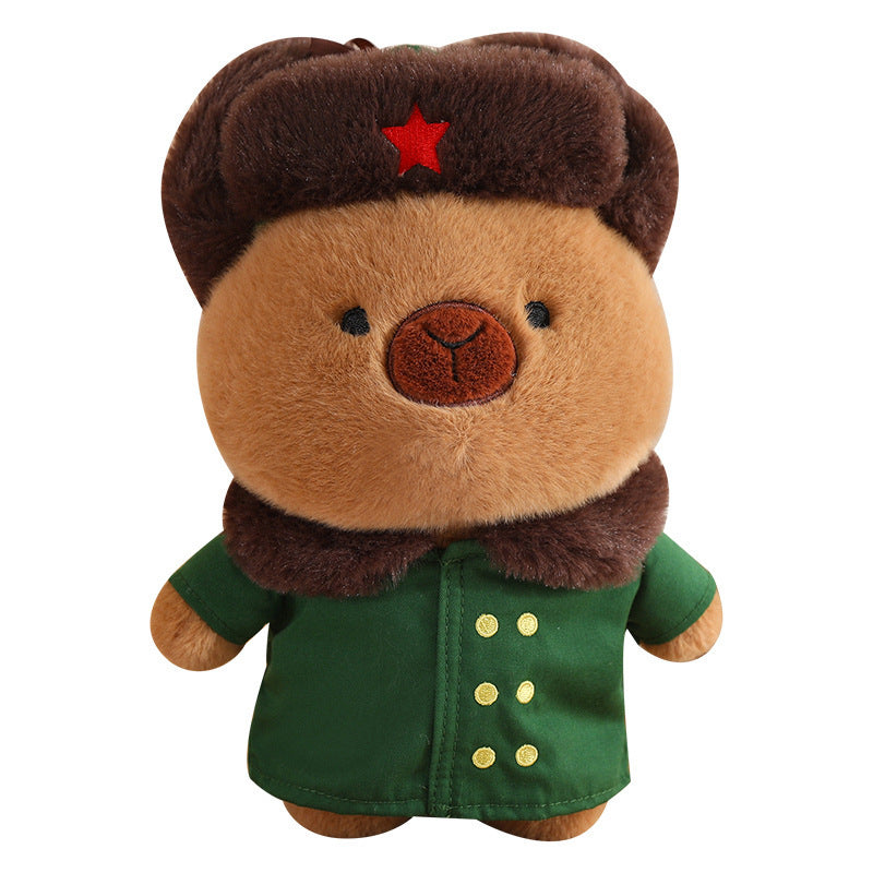 40CM Cute Capybara Winter Green Coat Stuffed Animal Plush Toy Dolls Gift For Kids Baby Mascot Xmas Gifts