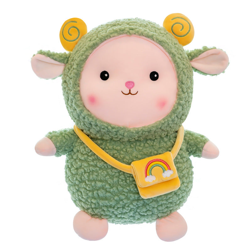 80CM Rainbow Sheep Plush Toy Pillow Soft Stuffed Animal Doll Birthday Gift For Kids Baby Mascot Halloween Xmas Gifts