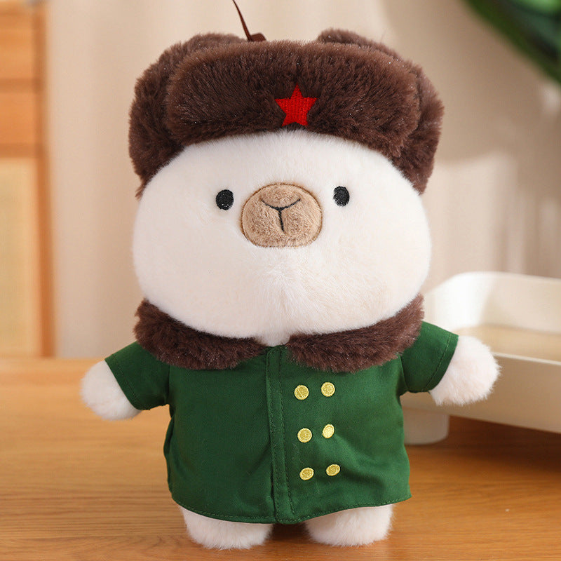 40CM Cute Capybara Winter Green Coat Stuffed Animal Plush Toy Dolls Gift For Kids Baby Mascot Xmas Gifts