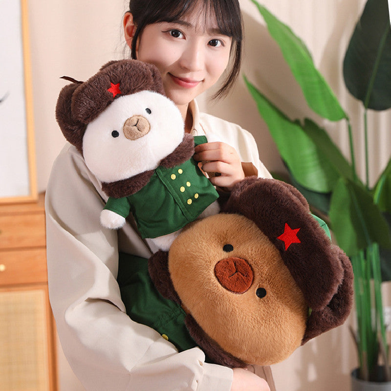 40CM Cute Capybara Winter Green Coat Stuffed Animal Plush Toy Dolls Gift For Kids Baby Mascot Xmas Gifts