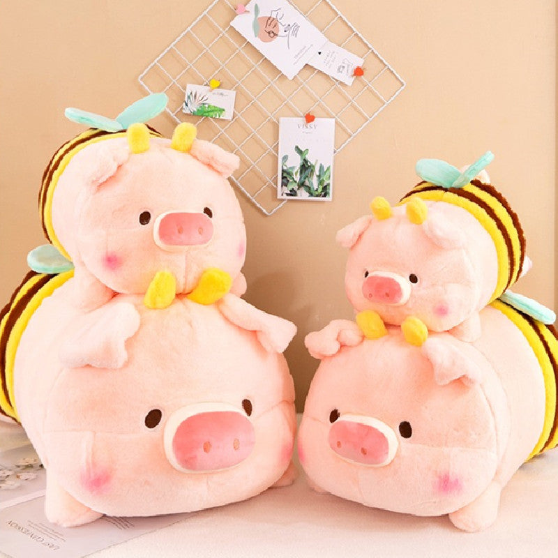 70CM Pink Pat Bee Pig Plush Toys Soft Stuffed Farm Animals Dolls For Kids Xmas Gift Home Decor