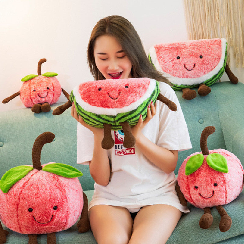 60CM Kawaii Watermelon Cherry Fruit Pillow Stuffed Doll Plush Toy Soft Birthday Gift For Kids Mascot Home Decor