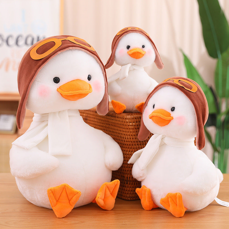 55CM Kawaii Duck With Scarf Hat Plush Toys Cartoon Geese Soft Stuffed Animal Dolls Mascot Birthday Xmas Gift