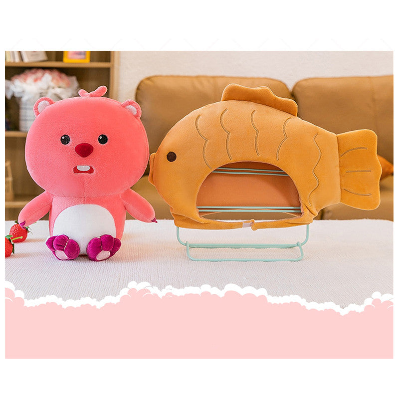 Cute Beaver Stuffed Animal Dolls Soft Kawaii Toy Birthday Gift For Kids Baby Mascot Xmas Gifts Halloween Pink Decor