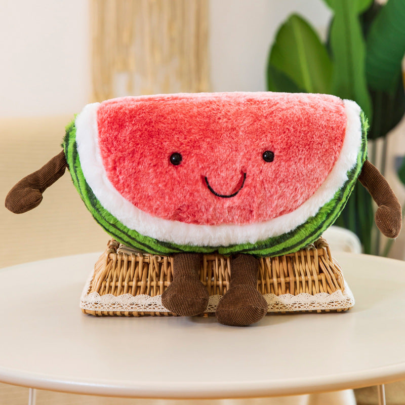 60CM Kawaii Watermelon Cherry Fruit Pillow Stuffed Doll Plush Toy Soft Birthday Gift For Kids Mascot Home Decor