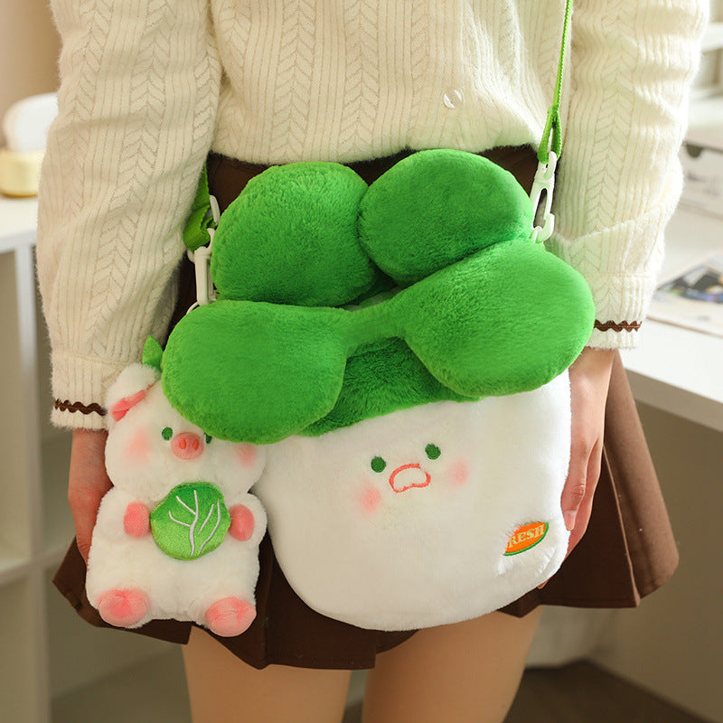 35CM Cabbage Pig Pillow Plush Shoulder Bags Crossbody Bag Backpack School Bags Rucksack Cartoon Soft Stuffed Gift