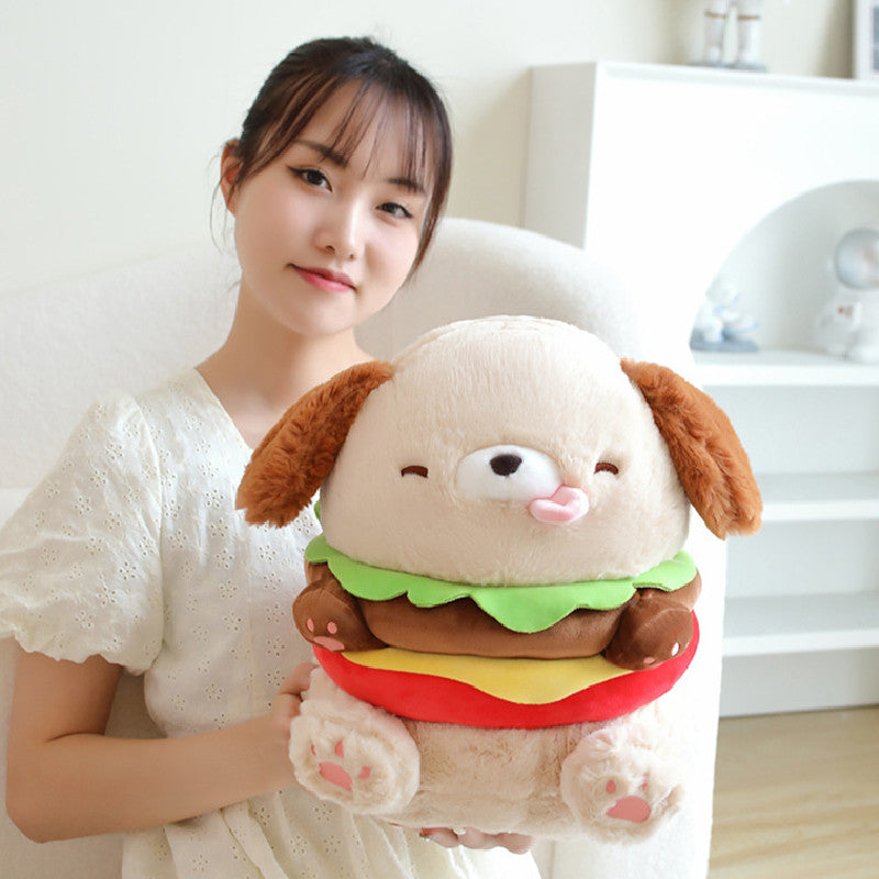35CM Hamburger Dog Pet Food Soft Stuffed Animal Dolls For Kids Baby Mascot Birthday Xmas Gifts Home Decor
