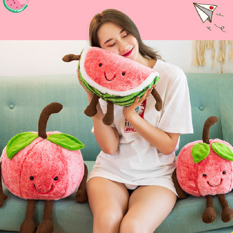 60CM Kawaii Watermelon Cherry Fruit Pillow Stuffed Doll Plush Toy Soft Birthday Gift For Kids Mascot Home Decor