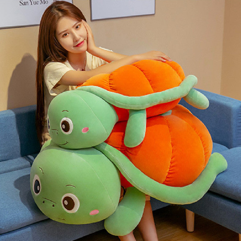 100CM Cartoon Plush Pumpkin Tortoise Big Eyes Turtle Pillow Soft Stuffed Animal Dolls Toy For Kids Baby Xmas Gifts