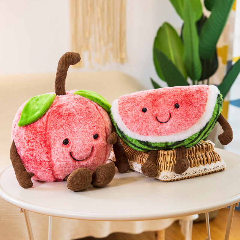 60CM Kawaii Watermelon Cherry Fruit Pillow Stuffed Doll Plush Toy Soft Birthday Gift For Kids Mascot Home Decor