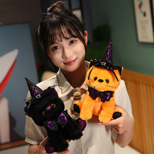28CM Ghost Cat Plush Toys Cartoon Soft Stuffed Animals Dolls Mascot Birthday Xmas Gift Halloween Decor
