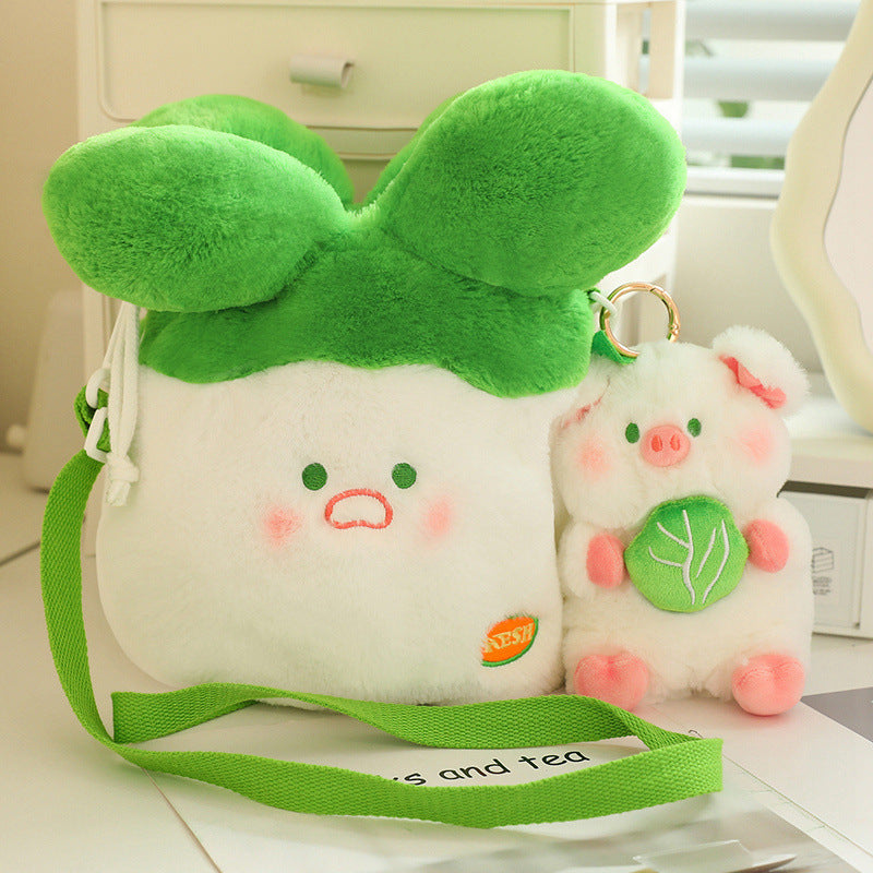 35CM Cabbage Pig Pillow Plush Shoulder Bags Crossbody Bag Backpack School Bags Rucksack Cartoon Soft Stuffed Gift