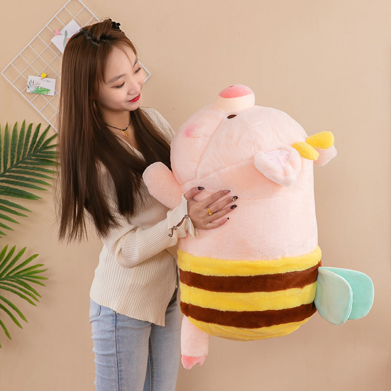 70CM Pink Pat Bee Pig Plush Toys Soft Stuffed Farm Animals Dolls For Kids Xmas Gift Home Decor