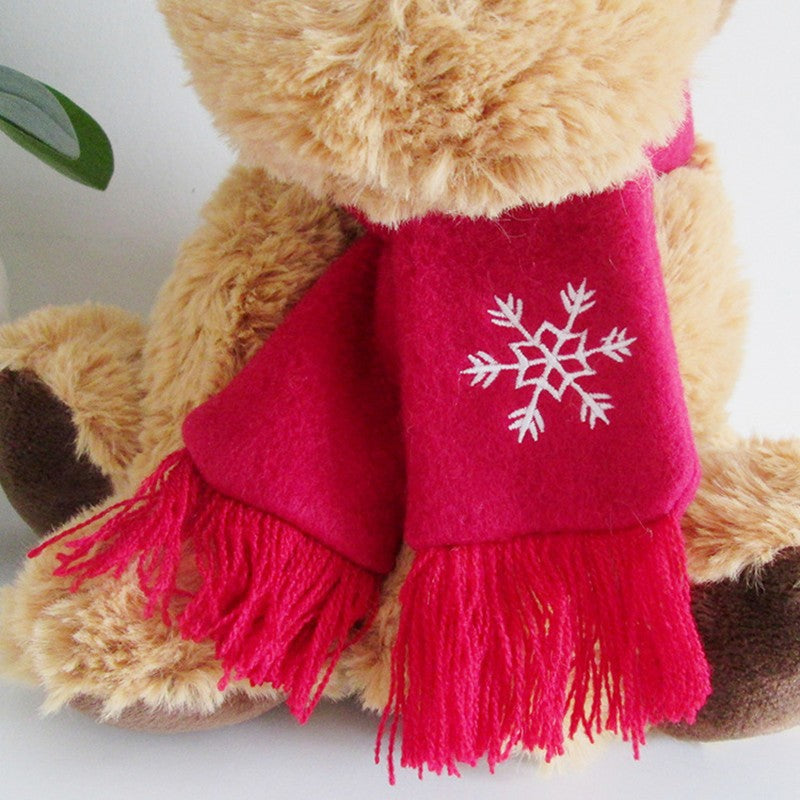 30CM Christmas Scarf Elk Deer Soft Plush Toy Stuffed Food Dolls Birthday Gift For Kids Xmas Mascot