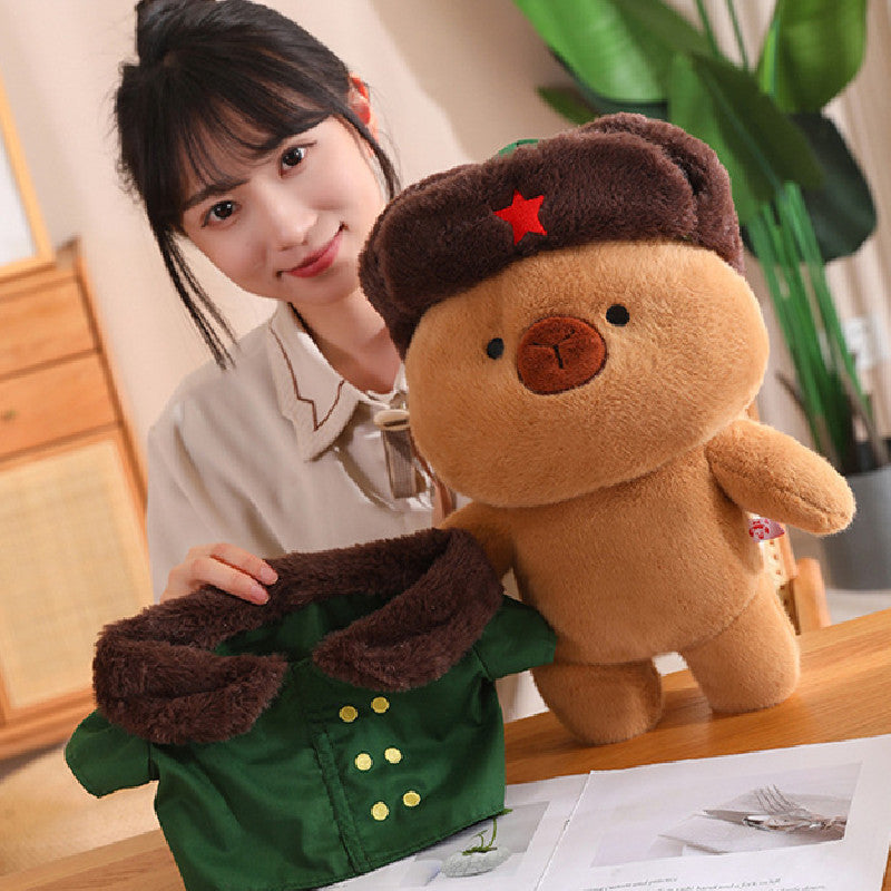 40CM Cute Capybara Winter Green Coat Stuffed Animal Plush Toy Dolls Gift For Kids Baby Mascot Xmas Gifts