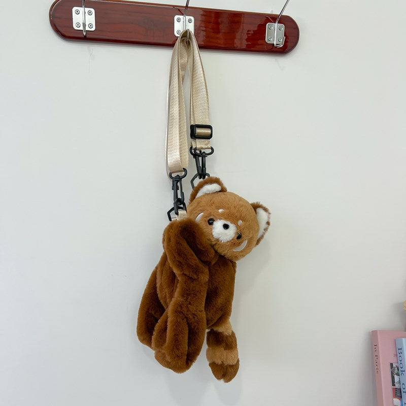 45CM Red Panda Raccoon Plush Shoulder Bags Crossbody Bag Backpack School Bags Rucksack Cartoon Soft Stuffed Gift