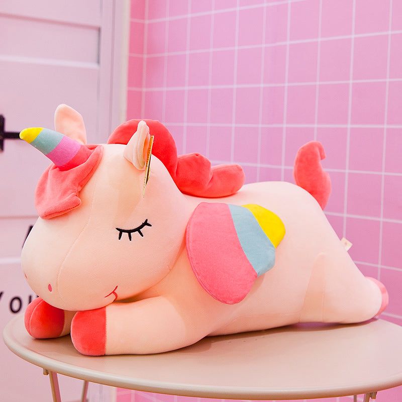 Unicorn Stuffed Animal Pillows Toy Cartoon Soft Stuffed Animals Dolls Mascot Birthday Xmas Gift Pink Decor