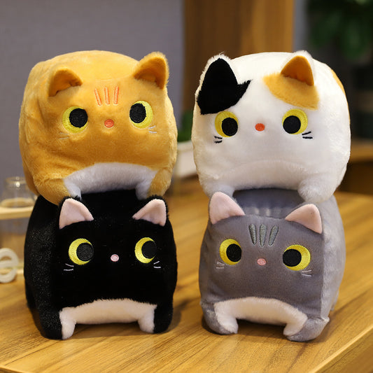 15CM White Cat Stuffed Animal Soft Cube Plush Toy Square Cat Doll Boys Girls Birthday Gifts