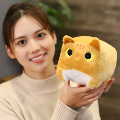 15CM White Cat Stuffed Animal Soft Cube Plush Toy Square Cat Doll Boys Girls Birthday Gifts