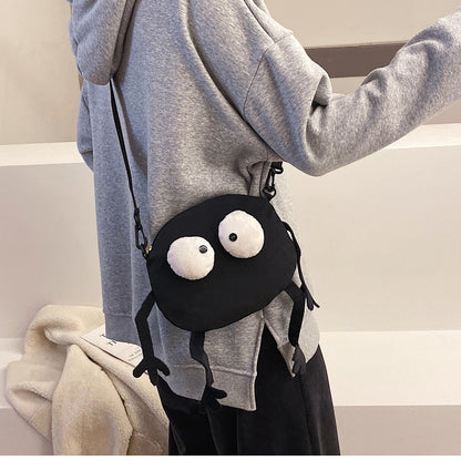 lack Funny Canvas Bag Cute Big Eyes Crossbody Shoulder Bag Chain Strap Purse Bag For Girls Valentine's Day Gift