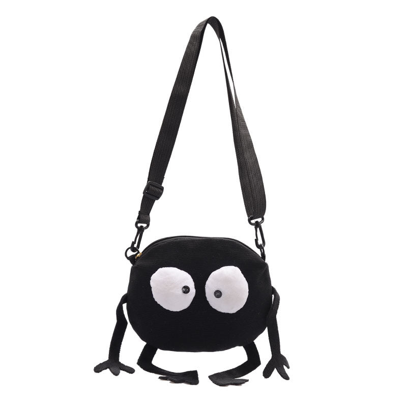 Black Funny Canvas Bag Cute Big Eyes Crossbody Shoulder Bag Chain Strap Purse Bag For Girls Valentine's Day Gift