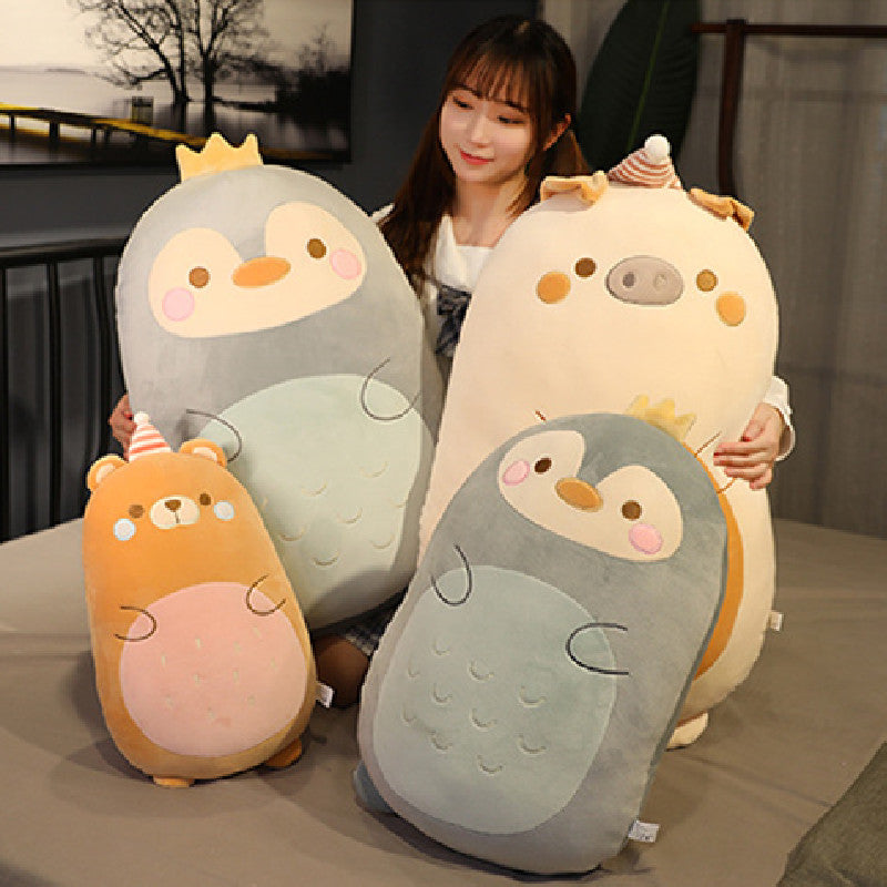 80CM Cute Dinosaur Bear Pig Penguin Plush Toys Pillow Cartoon Soft Stuffed Animal Dolls Mascot Birthday Xmas Gifts