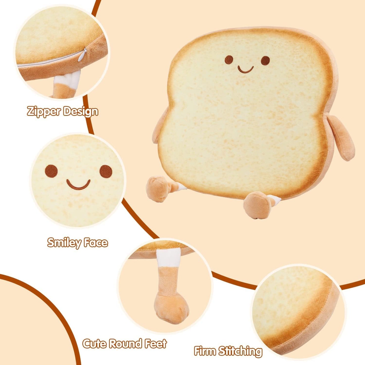 18CM Cute Toast Bread Soft Plush Toy Stuffed Food Dolls Birthday Gift For Kids Xmas Mascot