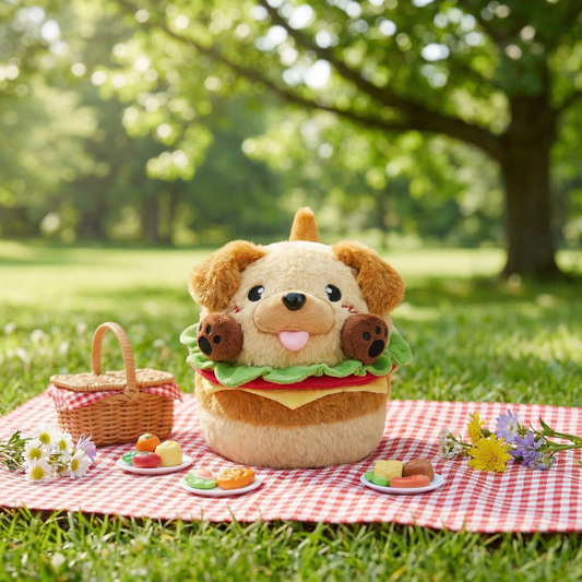 18CM Original Cute Hamburger Puppy Dog Dolls Soft Stuffed Dolls Animals Food Plush Toys Plushies Birthday Gift