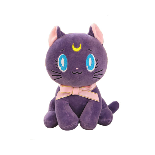 25CM Purple Moon Cat Luna Cosplay Plush Toys Cartoon Soft Stuffed Animals Dolls Mascot Xmas Gift