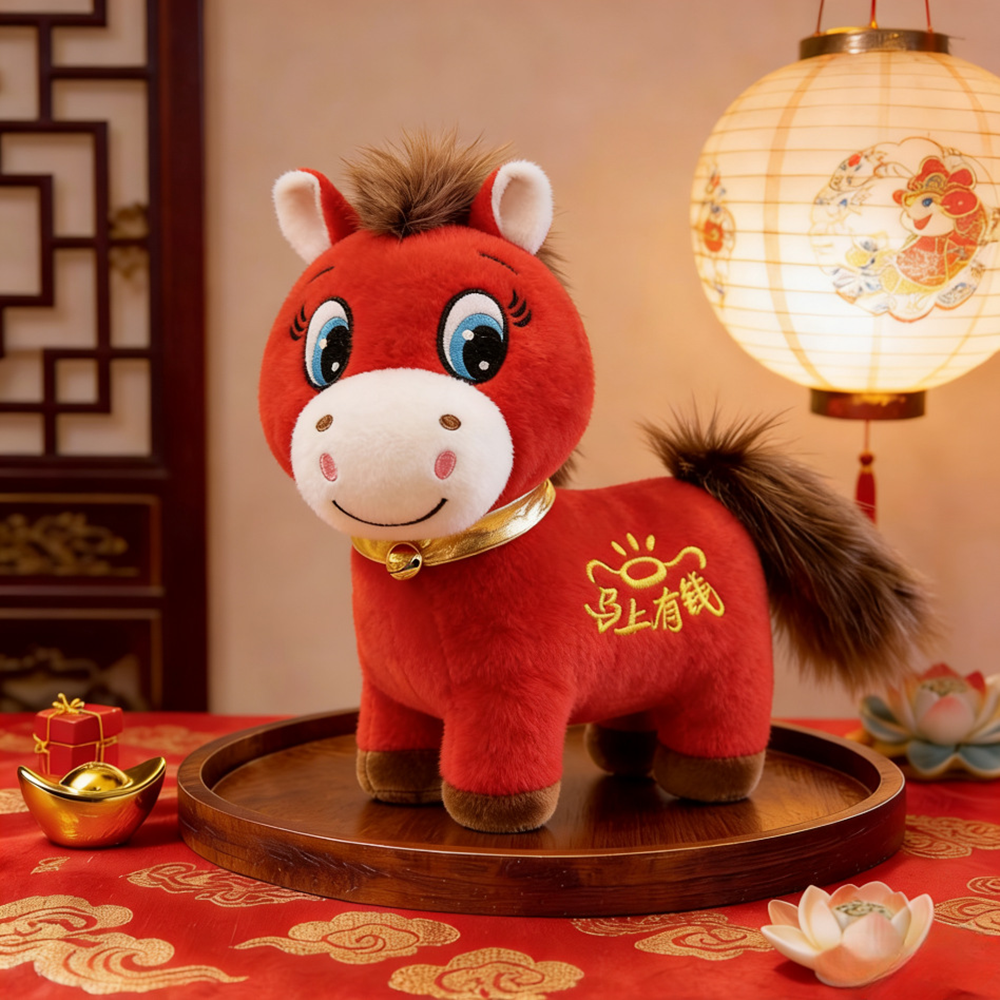20CM Red Horse Stuffed Animal Plush Toys Soft Doll For Boys Girls Great&nbsp;New Year Gift