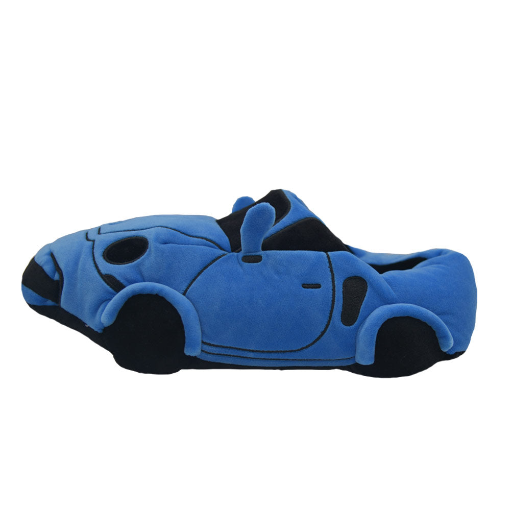 Cartoon Car Shaped Slippers White Blue Winter Warm Cozy Fluffy House Slippers Plush Shoes For Adult