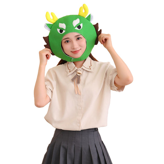 39CM Dragon Cartoon Headgear Decor Hat Festival Headwear Animals Mascot New Year Gift