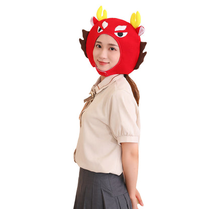 39CM Dragon Cartoon Headgear Decor Hat Festival Headwear Animals Mascot New Year Gift