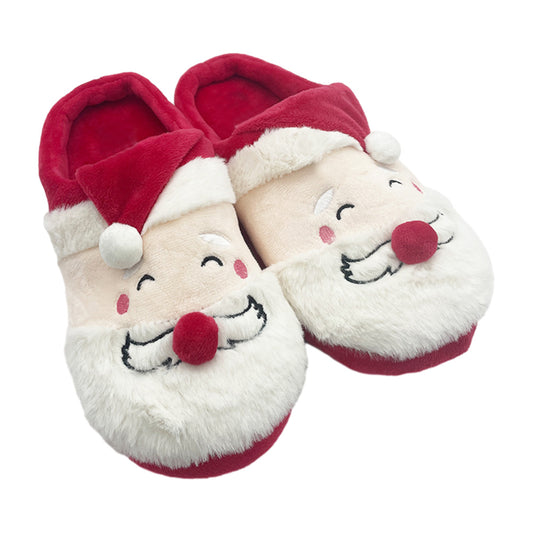 Red Santa Claus Plush Slipper Carton Plush Shoes For Adult Winter Warm Cozy Fluffy Christmas House Slippers