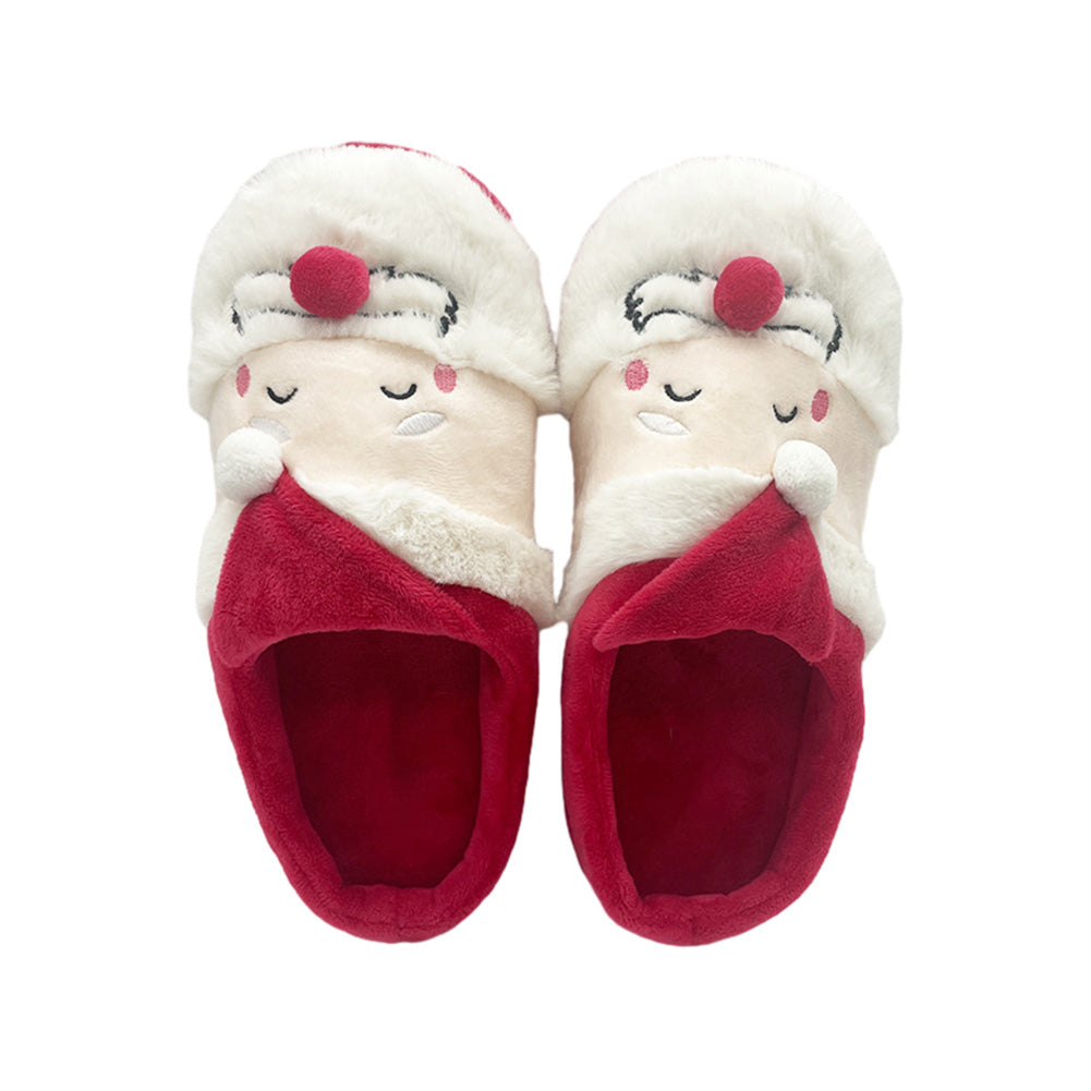 Red Santa Claus Plush Slipper Carton Plush Shoes For Adult Winter Warm Cozy Fluffy Christmas House Slippers