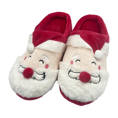 Red Santa Claus Plush Slipper Carton Plush Shoes For Adult Winter Warm Cozy Fluffy Christmas House Slippers