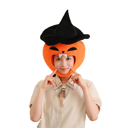 Halloween Pumpkin Headgear Decor Hat Party Headwear Stuffed Food Vegetable Mascot Photo Prop Birthday Gift