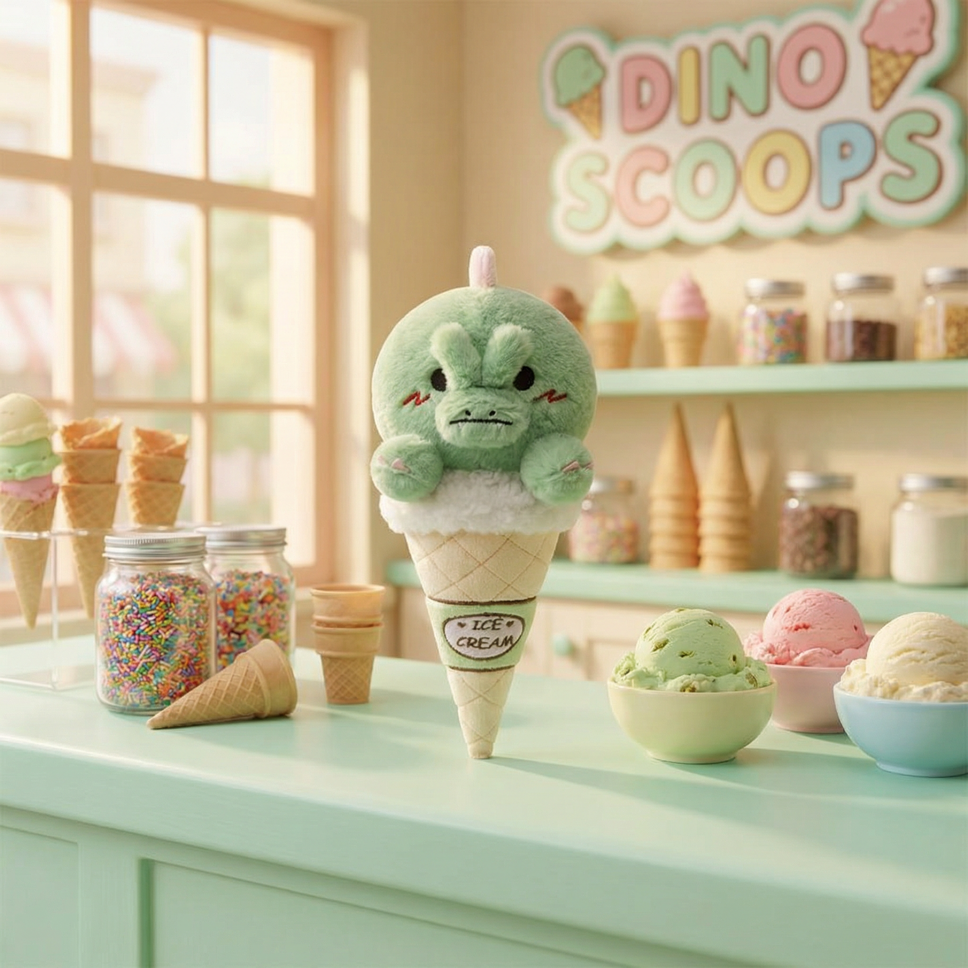 22CM Dinosaur Ice Cream Cosplay Plush Toys Cartoon Soft Stuffed Dolls Mascot Birthday Xmas Gift