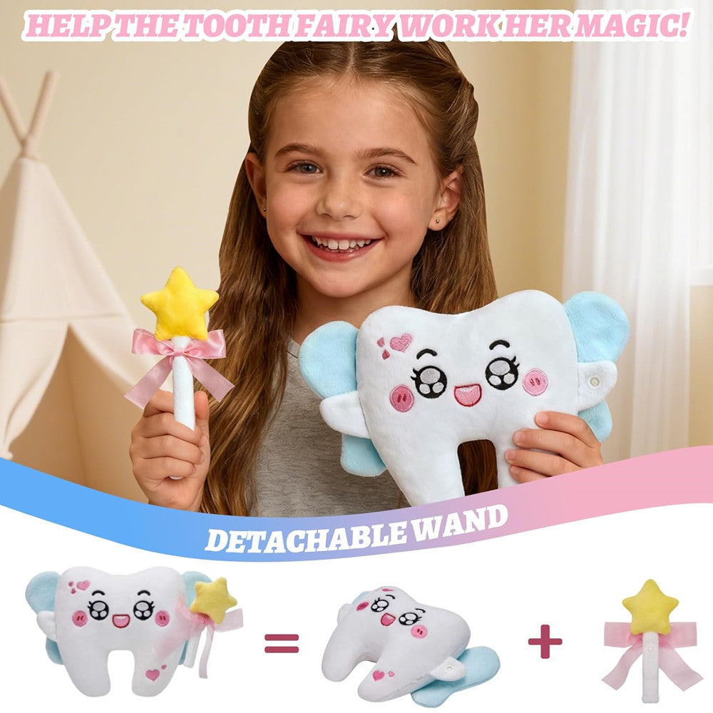 22CM Tooth Fairy Pillow Soft Plush Toys For Girls With Detachable Wand Bowknot Pocket Keepsake Lost Teeth Doll Gift