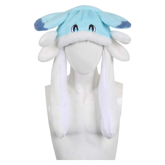 Blue Plush Hat Chillet Cosplay Cap For Adult Winter Warm Cozy Fluffy Ears Moving Plush Hat