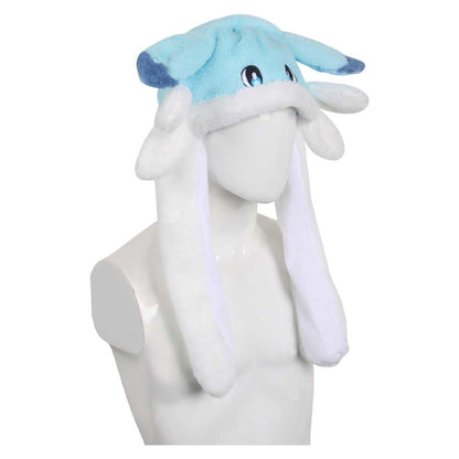 Blue Plush Hat Chillet Cosplay Cap For Adult Winter Warm Cozy Fluffy Ears Moving Plush Hat