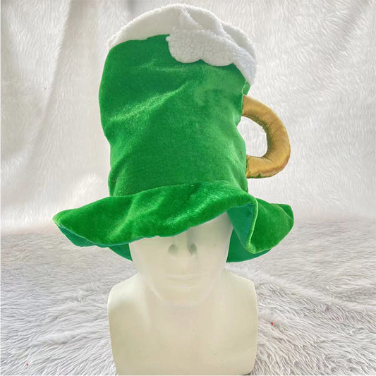 Green Beer Festival Beer Hat Headgear Decor Party Headwear Stuffed Mascot Photo Prop Birthday Gift